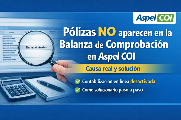 Pólizas no aparecen en la balanza de comprobación en Aspel COI por contabilización en línea desactivada