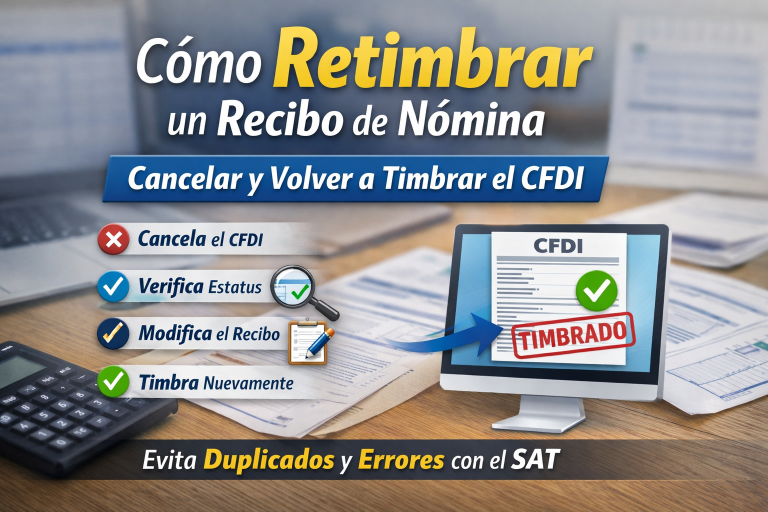 Cómo retimbrar un recibo de nómina cancelando y volviendo a timbrar el CFDI