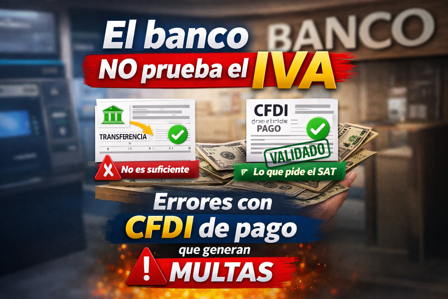El banco no prueba el IVA CFDI de pago y errores que generan multas