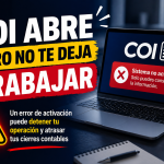 COI abre pero no deja trabajar por error de activación en línea, sistema contable bloqueado en Aspel COI