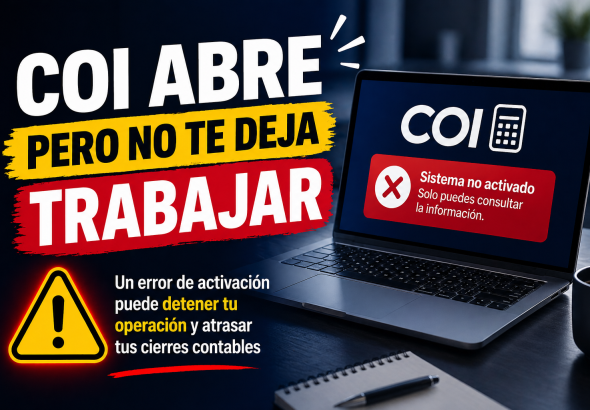 COI abre pero no deja trabajar por error de activación en línea, sistema contable bloqueado en Aspel COI
