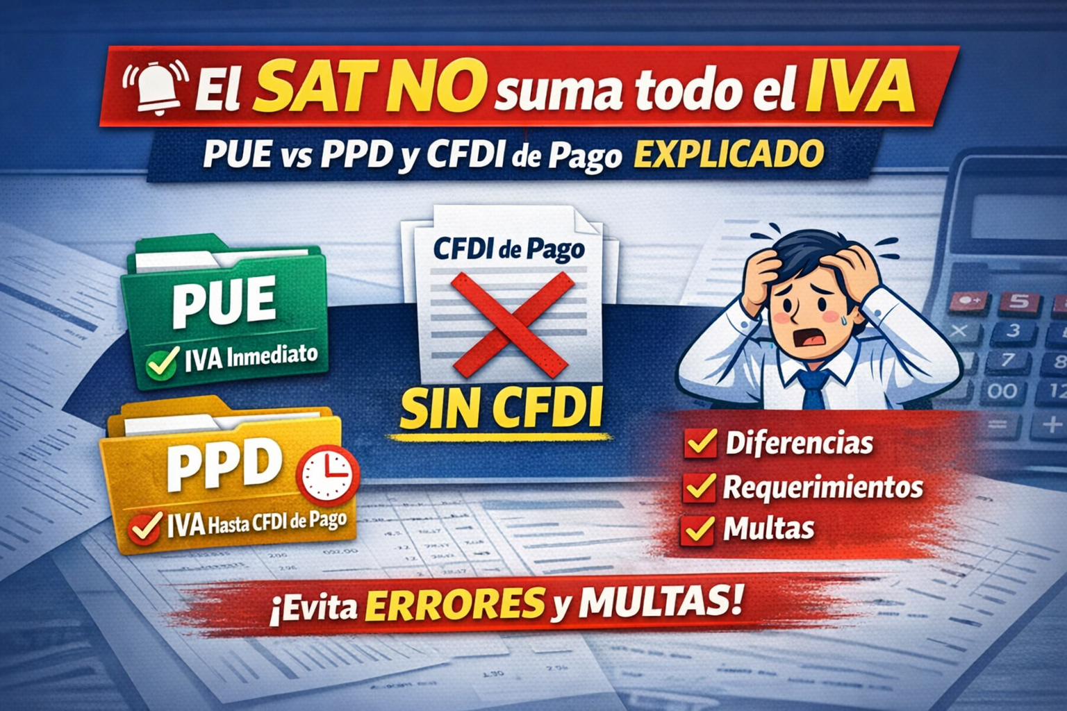 IVA acreditable PUE vs PPD cómo calcula el SAT y evita errores