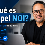Imagen destacada sobre Aspel NOI y automatización de nómina, mostrando a un consultor profesional frente a una laptop con diseño moderno enfocado en administración de nómina, cálculo de sueldos y control de trabajadores.