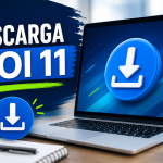 Imagen destacada para artículo sobre la descarga de Aspel COI 11. La composición muestra una laptop moderna con un ícono de descarga de gran tamaño en pantalla, acompañada por un mensaje breve y de alto impacto que comunica la acción principal. El diseño utiliza tonos azules con acentos verdes, mantiene un estilo limpio y profesional, y está optimizado para atraer clics en WordPress y motores de búsqueda sin saturar la imagen con texto o elementos visuales innecesarios.