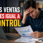 Empresario revisando reportes financieros con expresión de preocupación mientras analiza el control administrativo de su negocio, representando la importancia de una buena administración empresarial para mejorar las ventas, el flujo de efectivo y la gestión de inventarios.