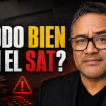 Jorge Abel García señalando el mensaje “¿Todo bien con el SAT?” en una imagen sobre revisión fiscal preventiva.