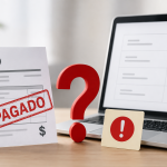 Factura PPD marcada como pagada con una alerta que representa la falta del complemento de pago y la necesidad de revisar los CFDI.