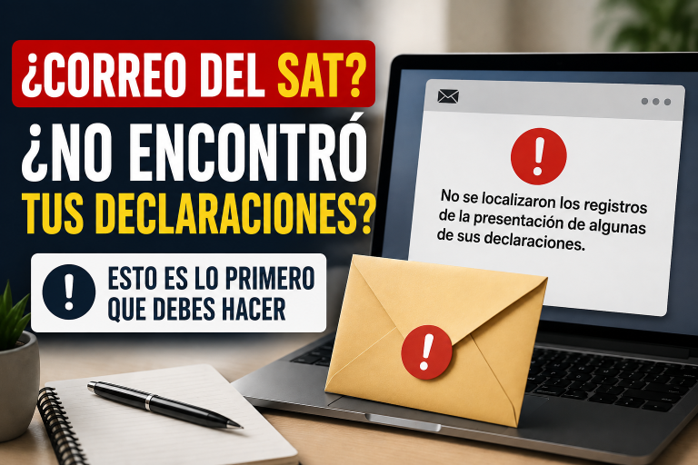 ¿Recibiste un correo del SAT indicando que no encontró tus declaraciones Esto es lo primero que debes hacer