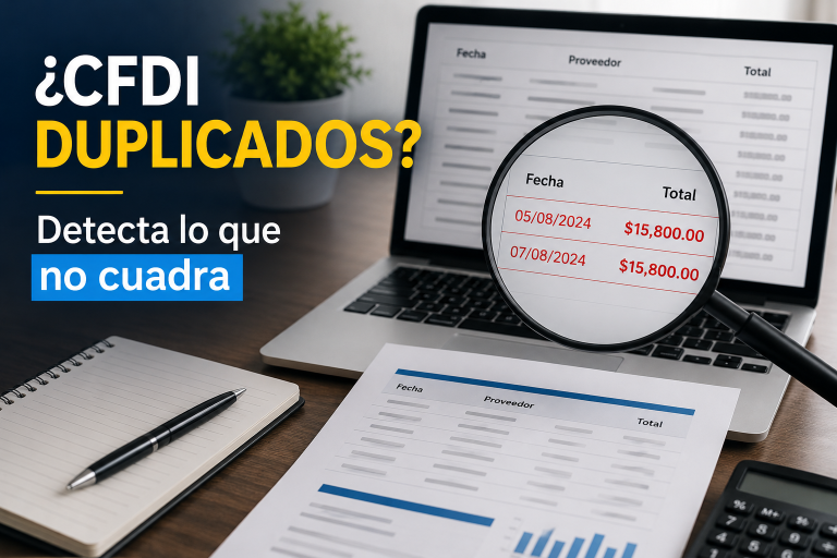 CFDI duplicados con importes iguales y fechas cercanas detectados mediante revisión de comprobantes fiscales.