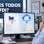 Contador comparando los CFDI guardados en sus archivos locales con los registros del SAT para detectar comprobantes no considerados.