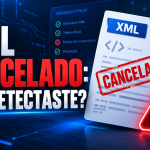 Imagen de un archivo XML marcado como cancelado, acompañada del texto “XML cancelado: ¿lo detectaste?”, relacionada con la validación de CFDI cancelados.