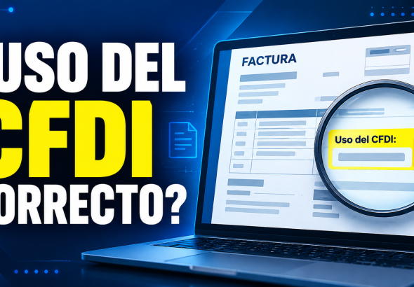 Factura electrónica con el campo “Uso del CFDI” resaltado para identificar posibles datos incorrectos o que requieren revisión.