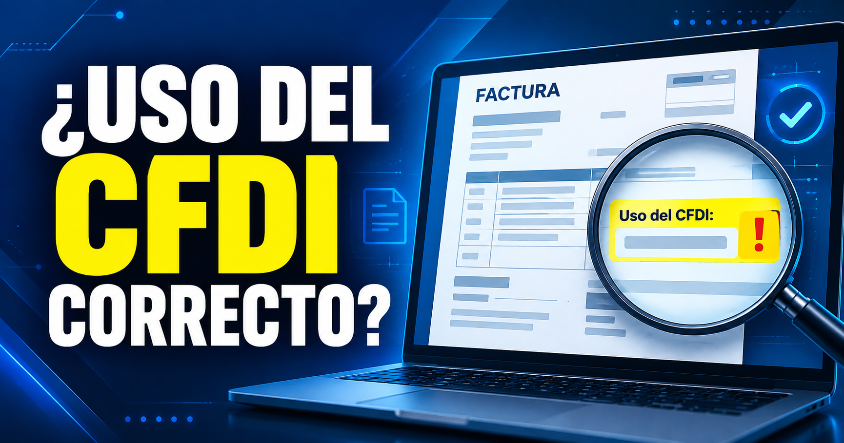 Factura electrónica con el campo “Uso del CFDI” resaltado para identificar posibles datos incorrectos o que requieren revisión.