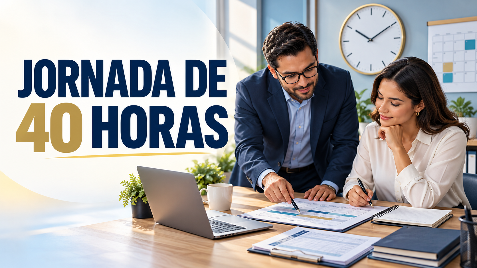 Dos responsables administrativos revisan horarios, asistencia y nómina ante la jornada laboral de 40 horas en México.